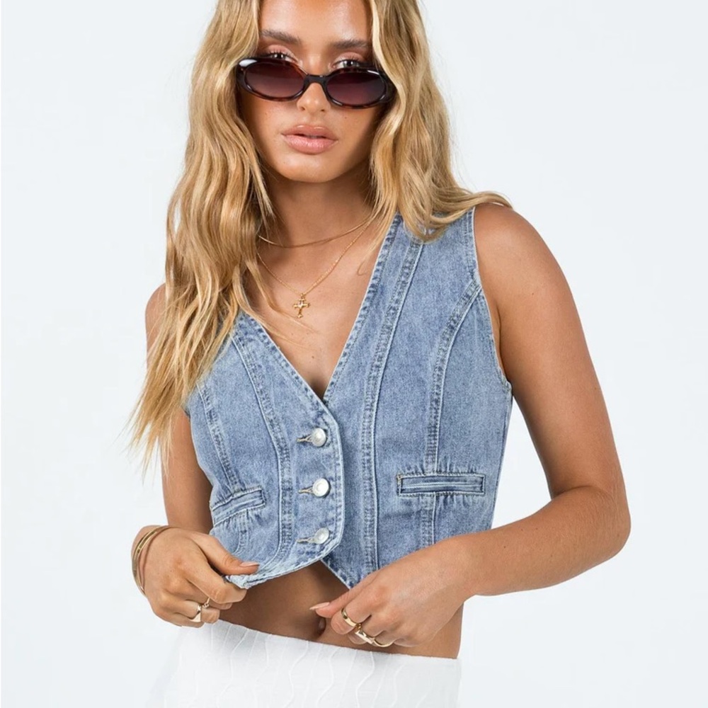 Princess Polly cropped denim vest
